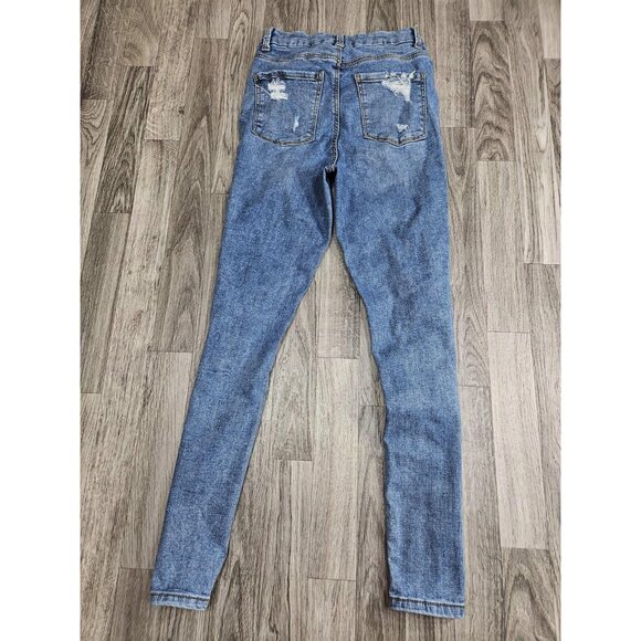 (3/$35) No Boundaries Jeans Womens 5 Blue Distressed Ripped Skinny Stretch Denim - Picture 2 of 11